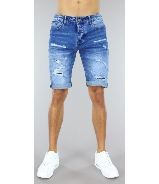 !OP=OP Gewassen Heren Jeans Short met Krassen