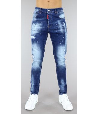 !OP=OP Donkerblauwe Acid Washed Mannen Jeans
