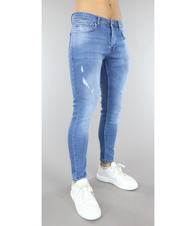 Blauwe Denim Heren Broek met Knoopsluiting