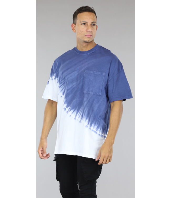 Donkerblauw Heren Tie Dye Shirt
