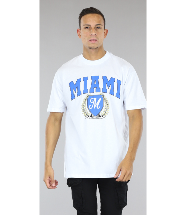 !OP=OP Wit Heren T-Shirt met Miami Opdruk