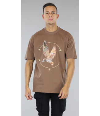 !OP=OP Bruin Heren T-shirt met Mockingbird Print