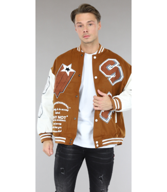 !OP=OP Bruine Heren Varsity Jacket