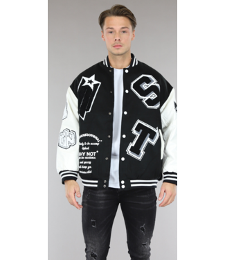 !OP=OP Zwarte Heren Varsity Jacket