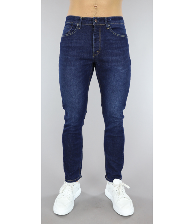 !OP=OP Basic Donkerblauwe Heren Jeans met Knoopsluiting