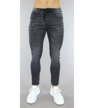 !OP=OP Donkergrijze Heren Jeans met Veterdetail