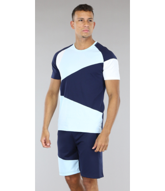 !SALE50 Donkerblauw Mannen Short Setje