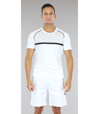 !SALE50 Witte Geblokte Mannen Short Set