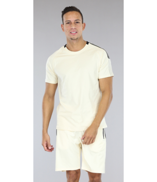 !SALE50 Beige Mannen Gestreepte Set