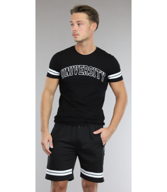 !SALE50 Zwarte Heren Slim Fit Short Set