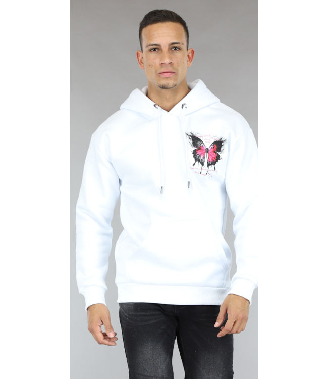 !OP=OP Witte Butterfly Mannen Hoodie