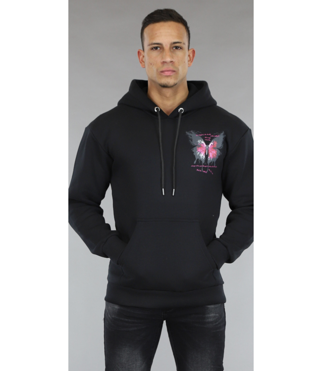 !OP=OP Zwarte Butterfly Mannen Hoodie