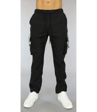 Zwarte Straight Leg Heren Cargo Broek
