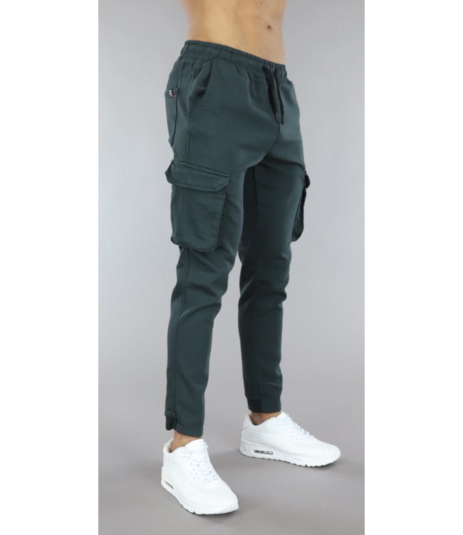 Navy Blauwe Mannen Jogger met Cargo Zakken
