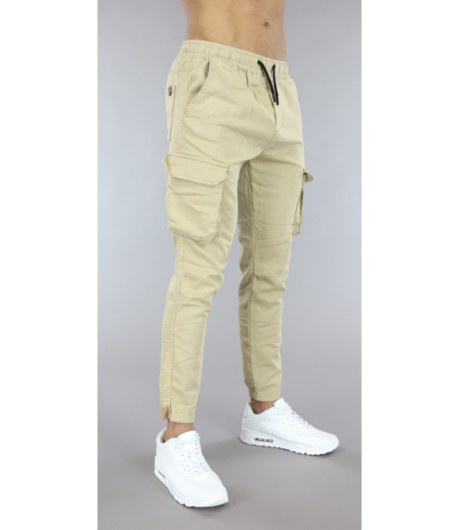 !OP=OP Beige Mannen Jogger met Cargo Zakken