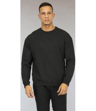 Basic Zwarte Comfy Heren Sweater