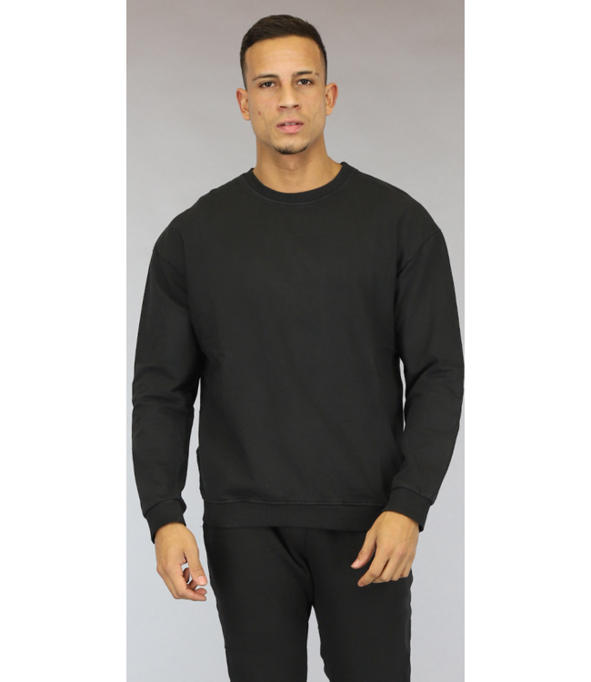 Basic Zwarte Heren Sweater