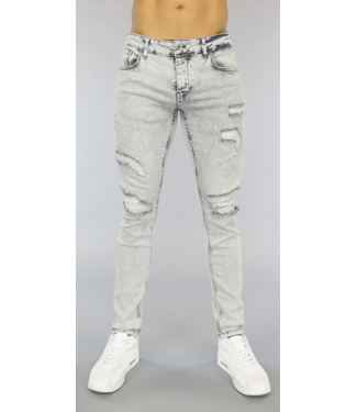 !OP=OP Lichtgrijze Acid Skinny Jeans met Scheuren