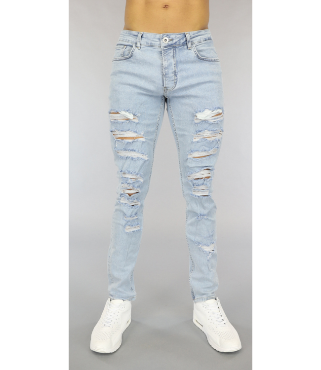 !OP=OP Lichtblauwe Heren Skinny Jeans met Scheuren