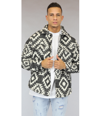 Zwart Aztec Print Heren Overshirt