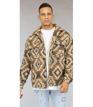 Camel Aztec Print Heren Overshirt