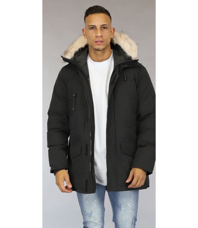 Zwarte Heren Winterjas met Capuchon