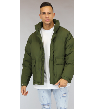 !OP=OP Basic Oversized Groene Heren Winterjas