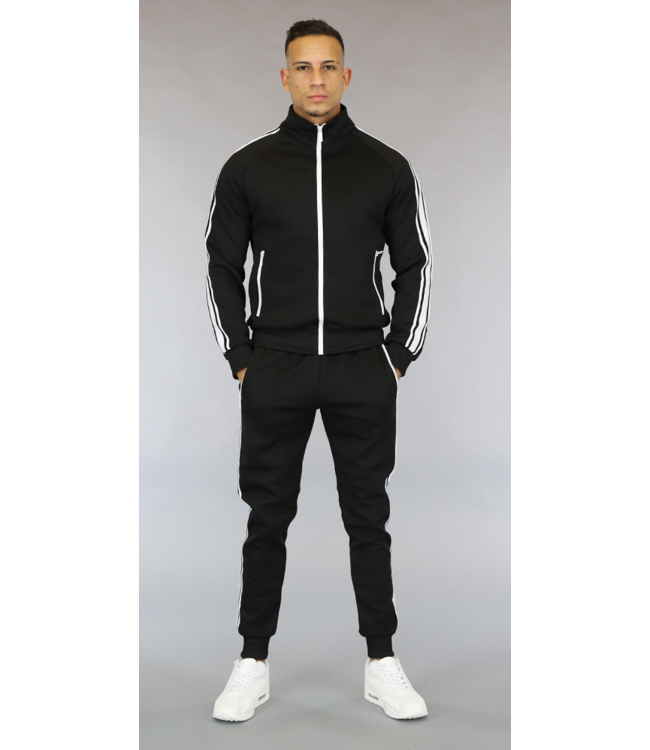 !OP=OP Zwart Heren Tracksuit met Streepdetail