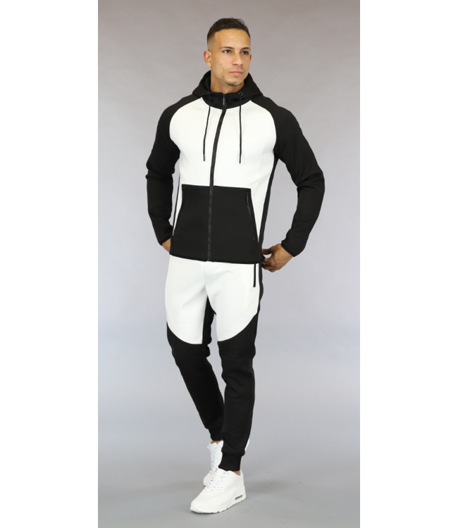 !OP=OP Zwart/Wit Heren Tracksuit met Zakken