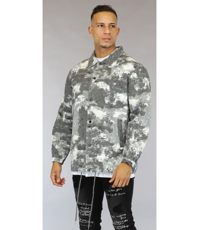 !SALE50 Grijs Heren Vest met Camo/Tye Die Print