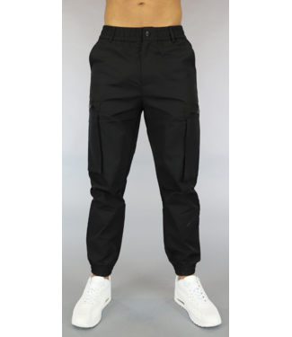 Basic Zwarte Heren Cargo Broek met Rits