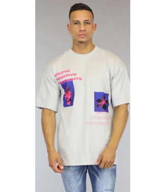 Lichtgrijs Grow Positive Thoughts Heren Shirt