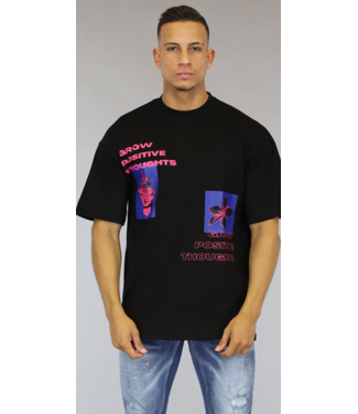 Zwart Grow Positive Thoughts Heren Shirt