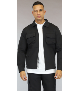 Zwart Zacht Heren Cargo Vest