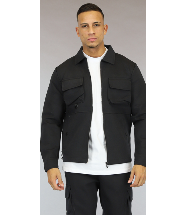Zwart Zacht Heren Cargo Vest