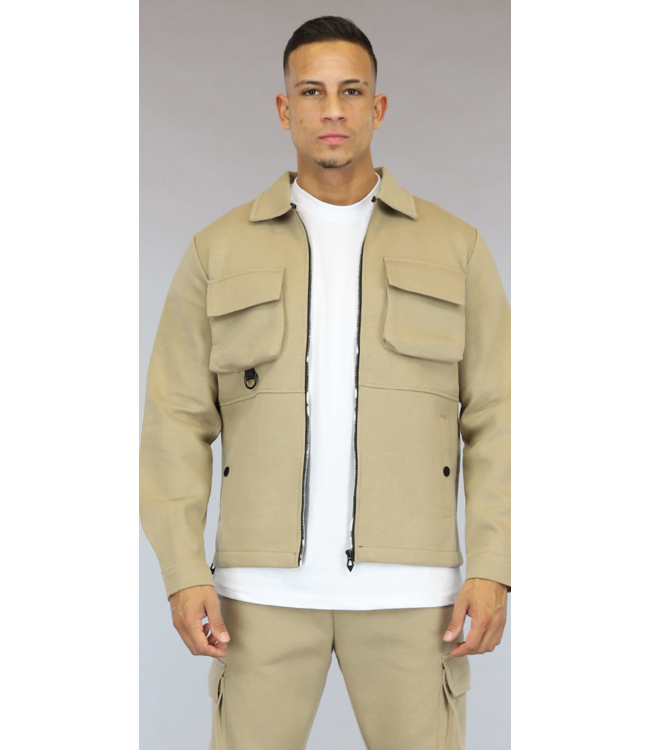 Beige Zacht Heren Cargo Vest