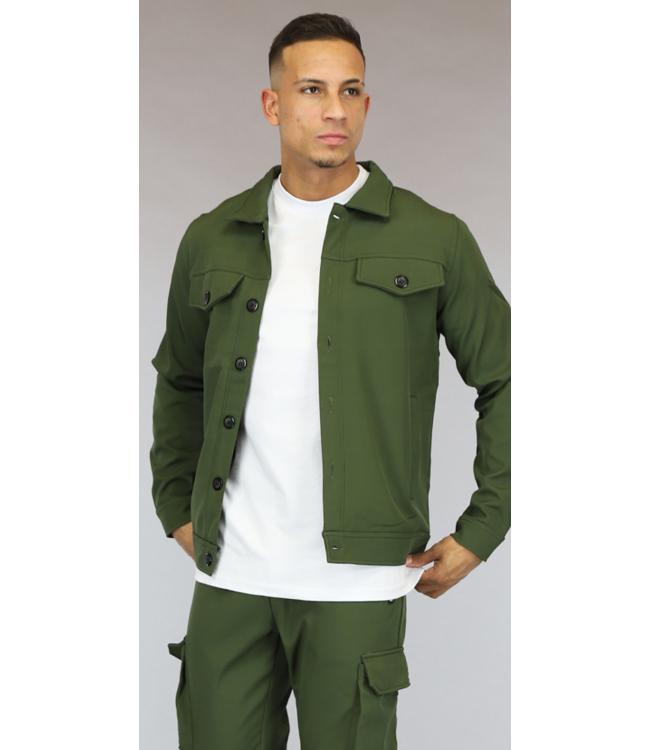 Groen Heren Cargo Vest met Knopen