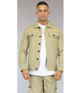 Beige Heren Cargo Vest met Knopen