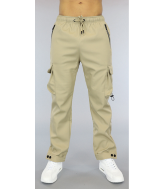 Beige Heren Cargo Broek met Verstelbare Pijpen