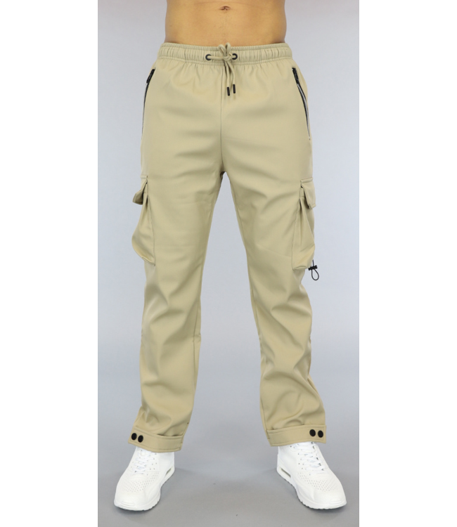 Beige Heren Cargo Broek met Verstelbare Pijpen
