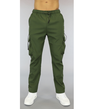 !SALE50 Groene Heren Cargo Broek met Elastieken Touwtjes