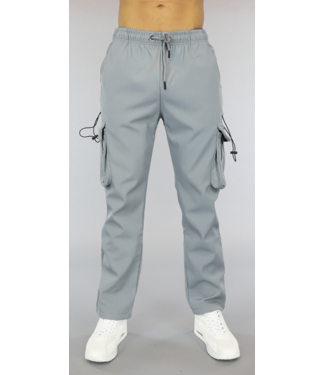 Grijze Heren Cargo Broek met Elastieken Touwtjes