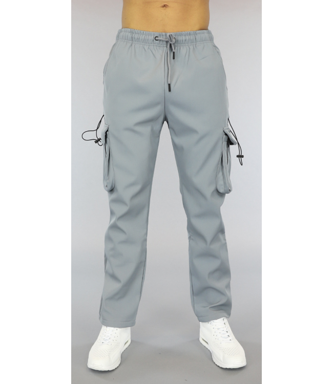 Grijze Heren Cargo Broek met Elastieken Touwtjes