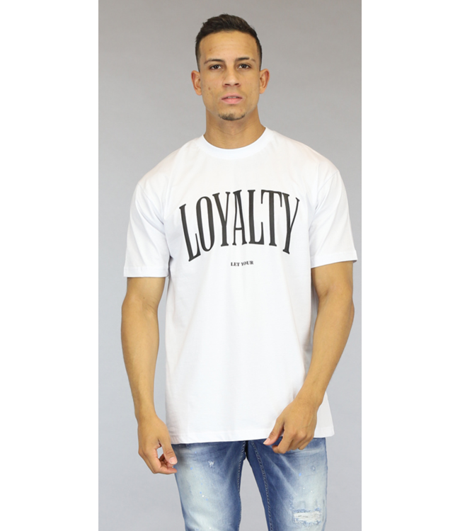 !OP=OP Wit Heren Shirt met loyalty Tekst