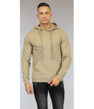 !OP=OP Basic Beige Heren Hoodie met Kangoeroezak