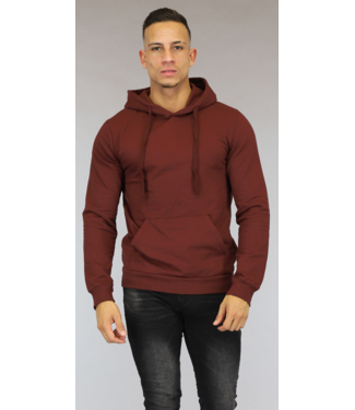 Basic Bordeaux Heren Hoodie met Kangoeroezak