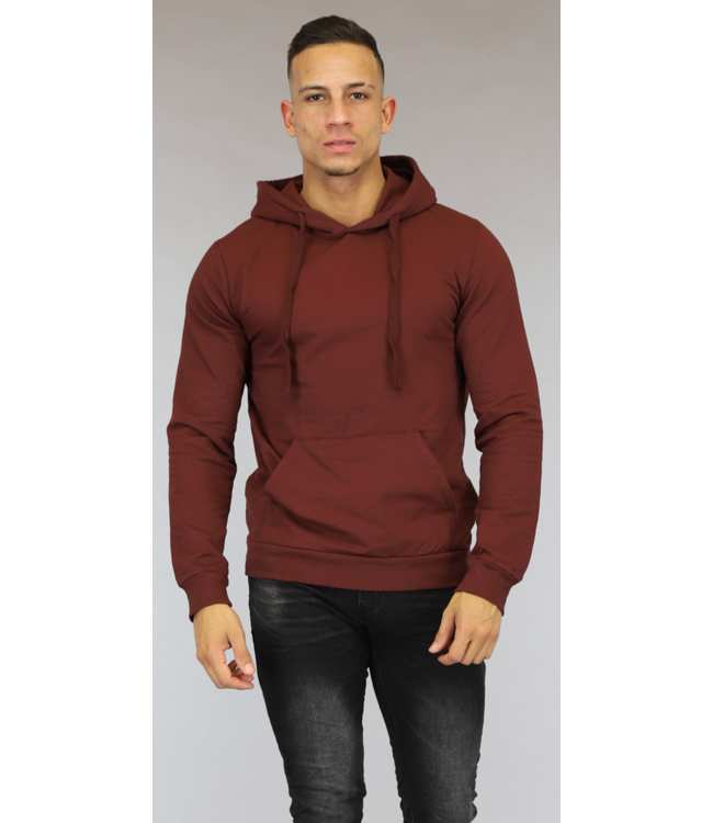 Basic Bordeaux Heren Hoodie met Kangoeroezak