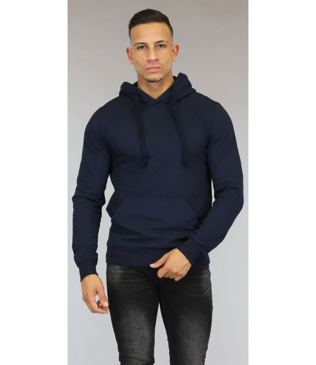 !OP=OP Basic Navy Heren Hoodie met Kangoeroezak