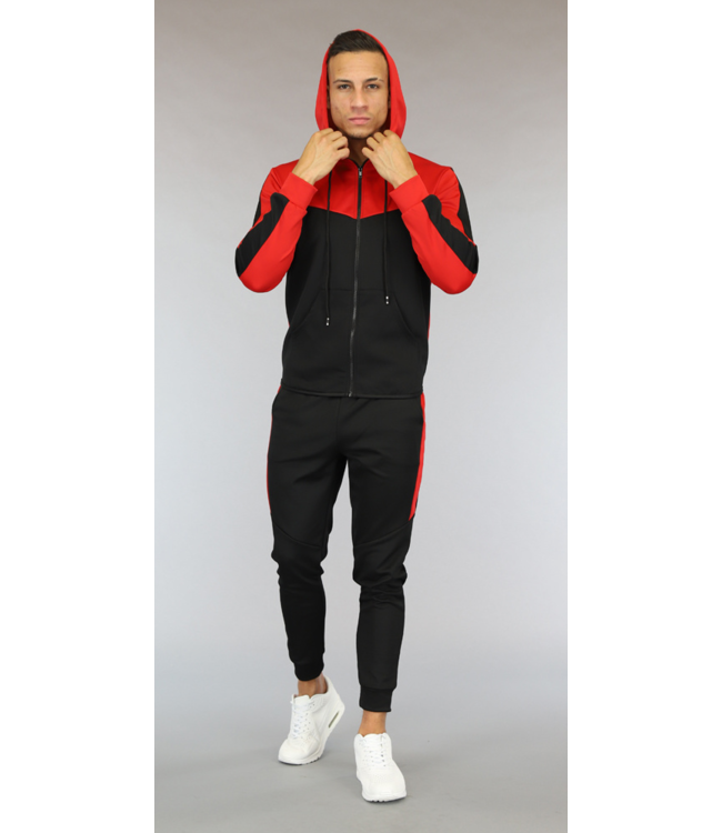 Zwart/Rood Trainingspak Heren