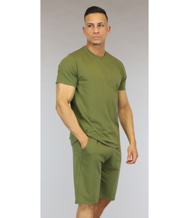 !OP=OP Basic Legergroene Loose-Fit Heren Short Set